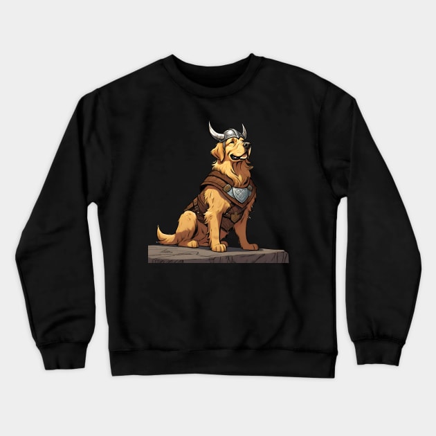 Golden Retriever Viking Dog Crewneck Sweatshirt by Catchy Phase